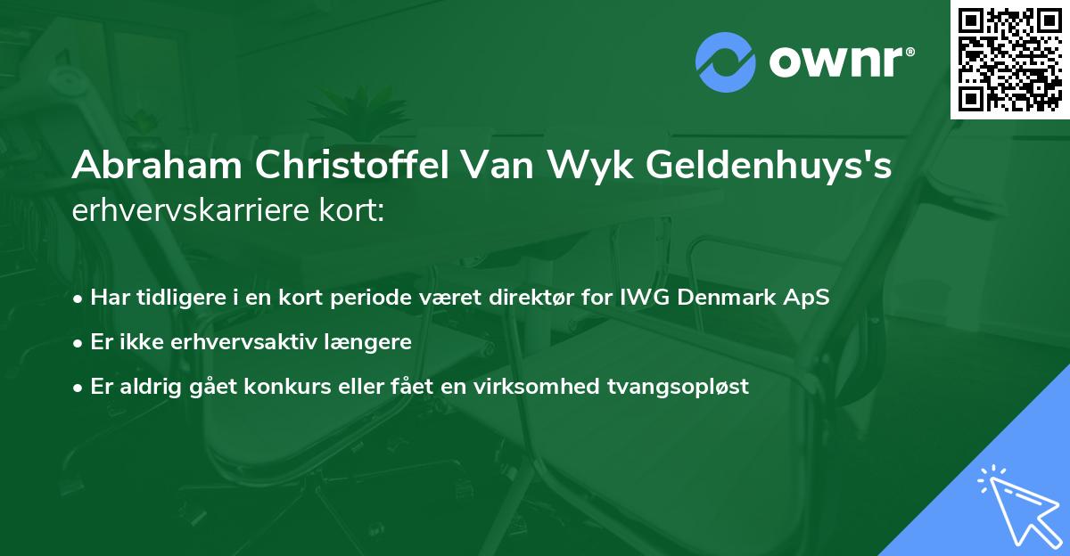 Abraham Christoffel Van Wyk Geldenhuys's erhvervskarriere kort