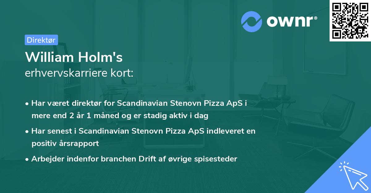 William Holm's erhvervskarriere kort