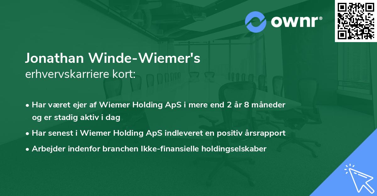Jonathan Winde-Wiemer's erhvervskarriere kort