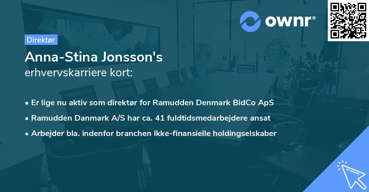 Anna-Stina Jonsson's erhvervskarriere kort