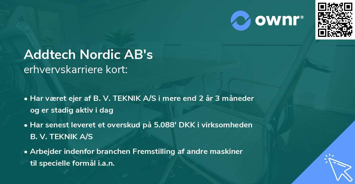 Addtech Nordic AB's erhvervskarriere kort