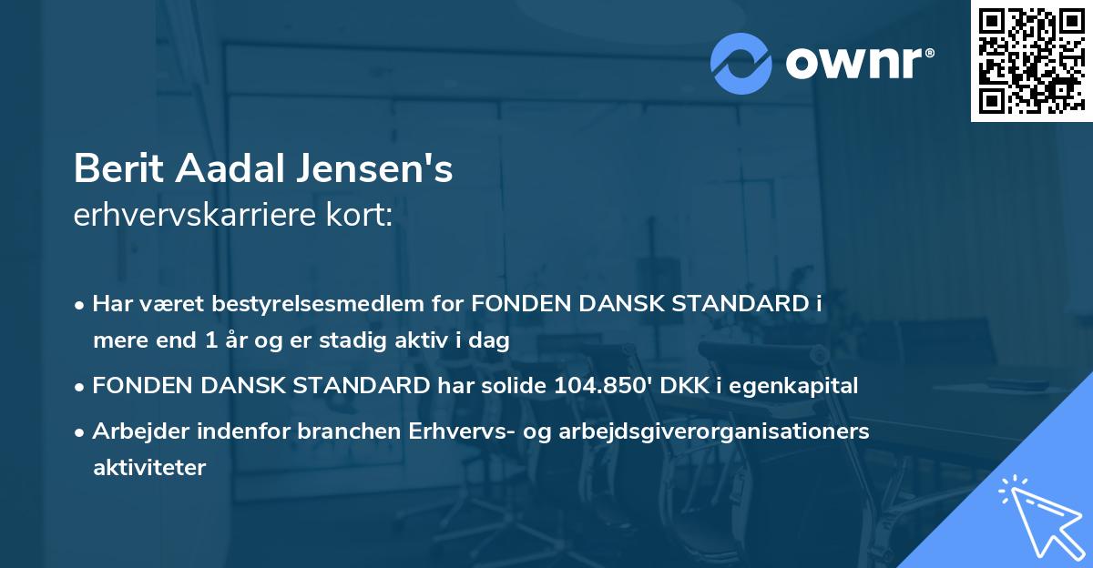 Berit Aadal Jensen's erhvervskarriere kort