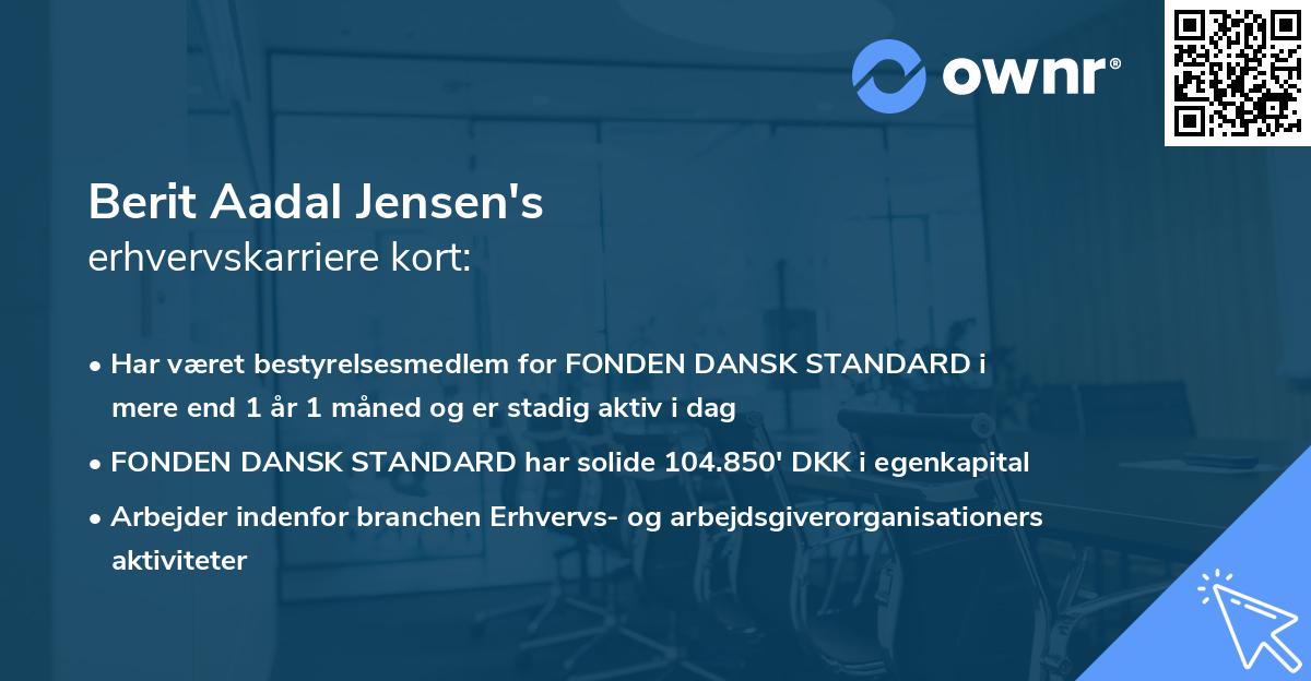 Berit Aadal Jensen's erhvervskarriere kort