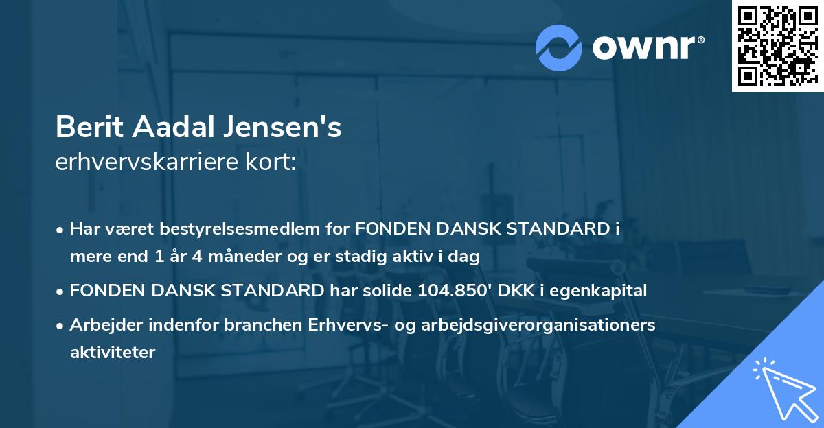 Berit Aadal Jensen's erhvervskarriere kort