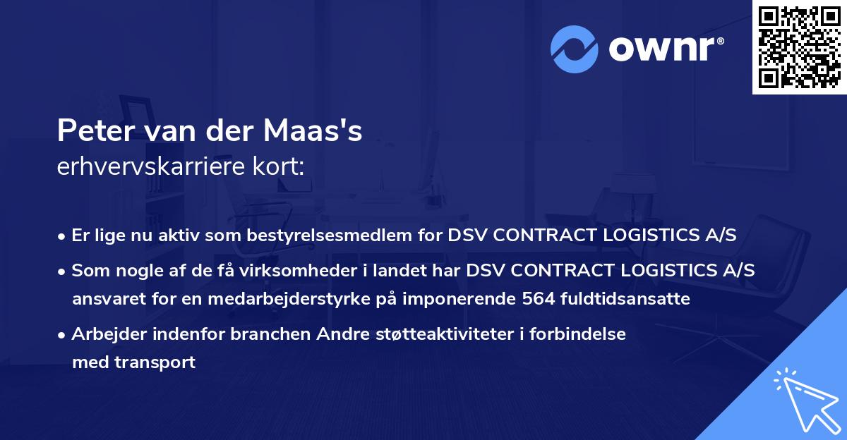Peter van der Maas's erhvervskarriere kort