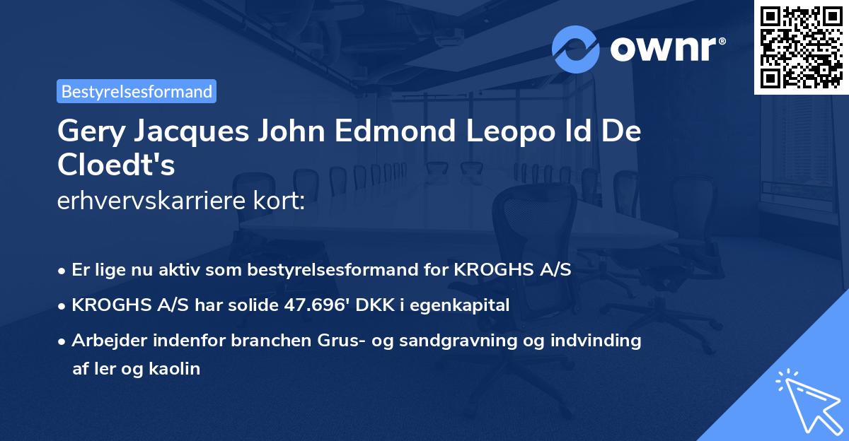 Gery Jacques John Edmond Leopo ld De Cloedt's erhvervskarriere kort