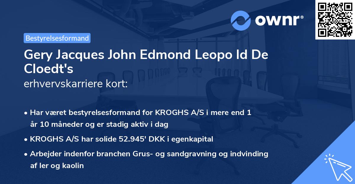 Gery Jacques John Edmond Leopo ld De Cloedt's erhvervskarriere kort