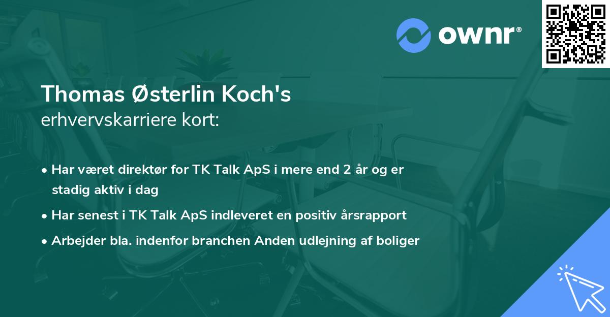 Thomas Østerlin Koch's erhvervskarriere kort