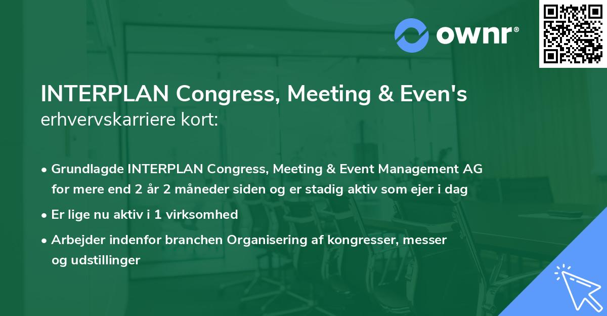 INTERPLAN Congress, Meeting & Even's erhvervskarriere kort
