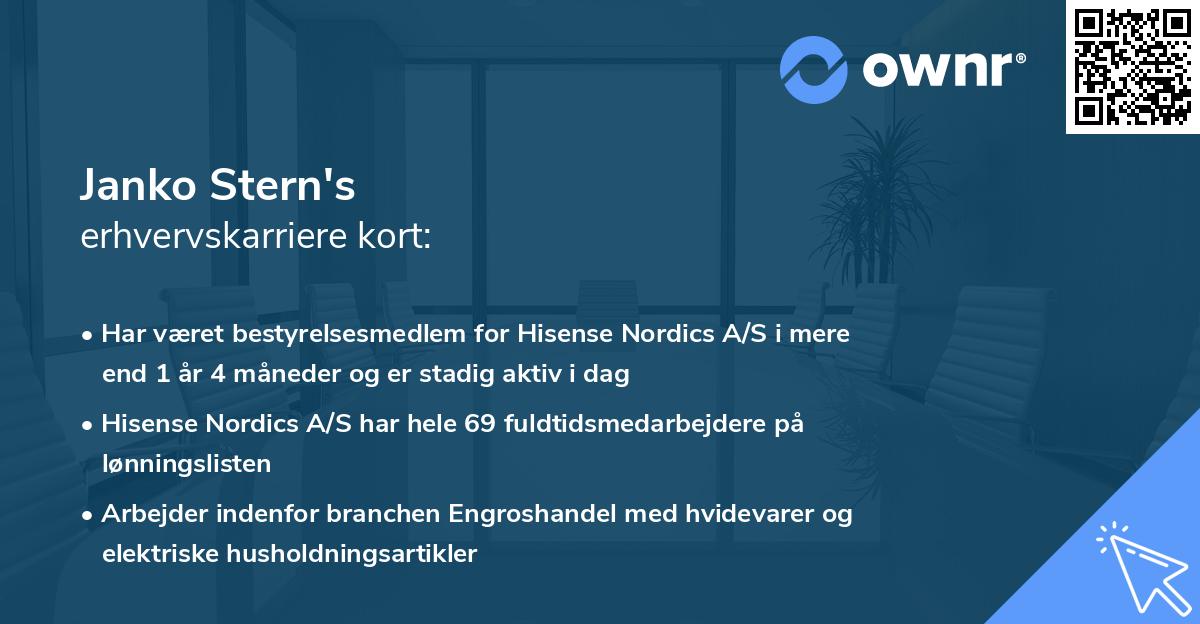 Janko Stern's erhvervskarriere kort