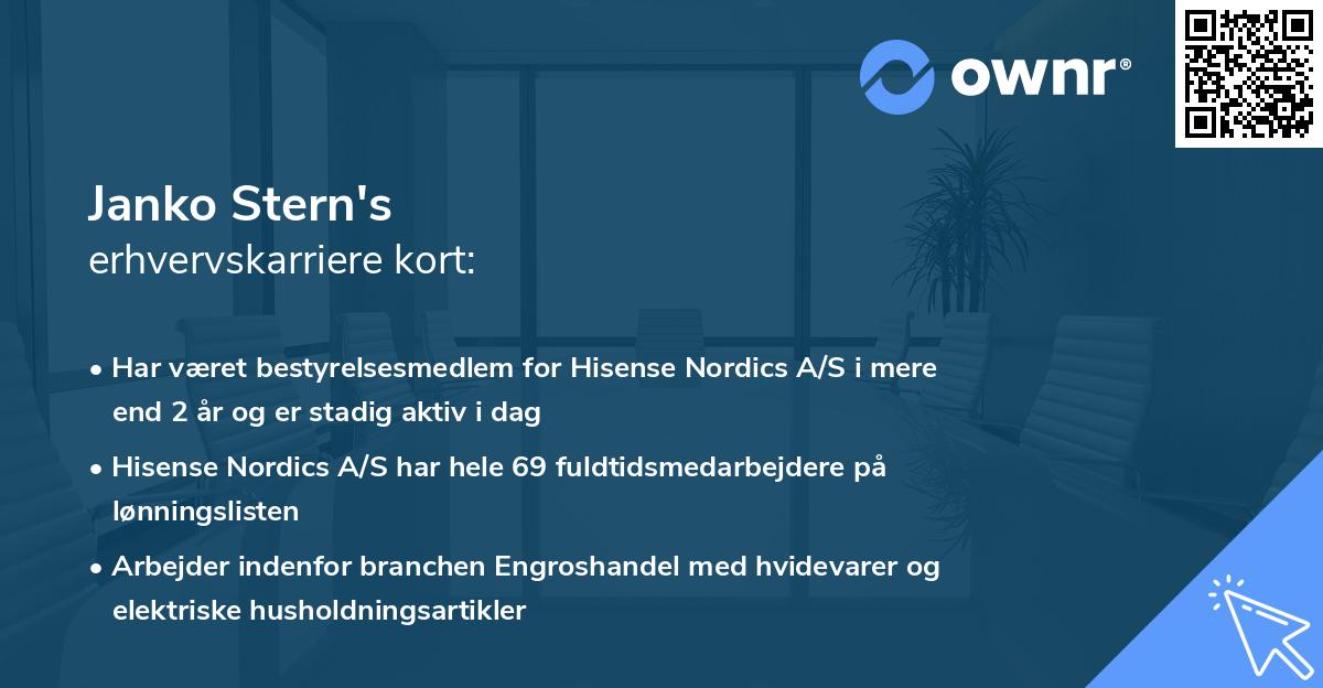 Janko Stern's erhvervskarriere kort