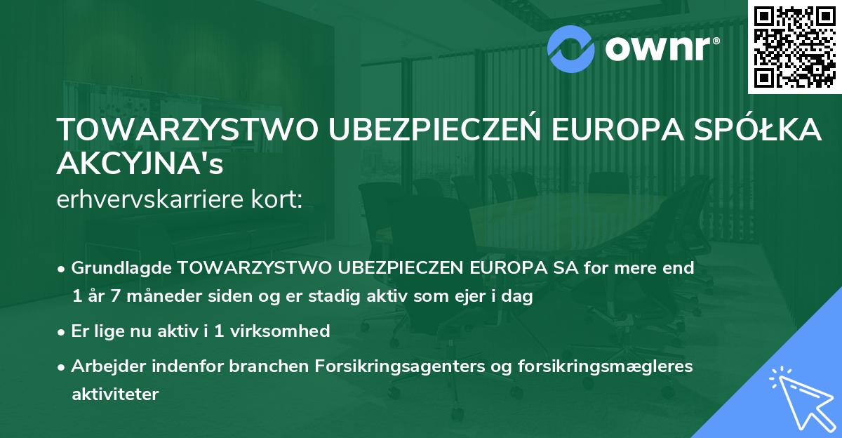 TOWARZYSTWO UBEZPIECZEŃ EUROPA SPÓŁKA AKCYJNA's erhvervskarriere kort