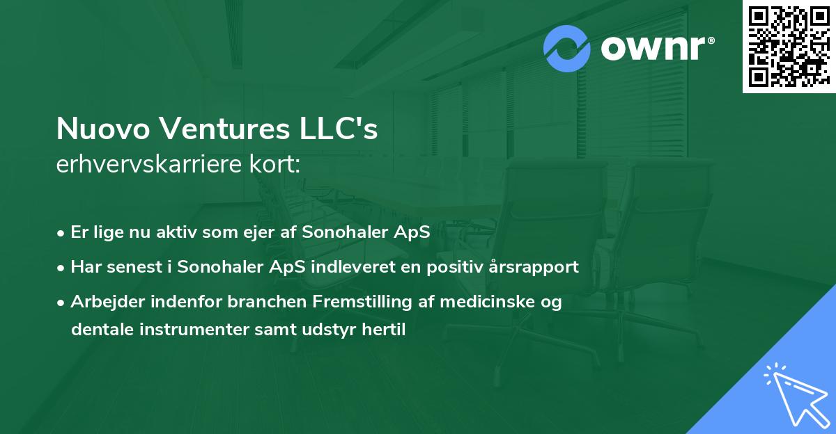 Nuovo Ventures LLC's erhvervskarriere kort