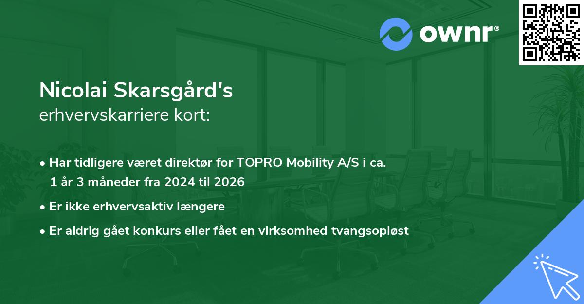 Nicolai Skarsgård's erhvervskarriere kort