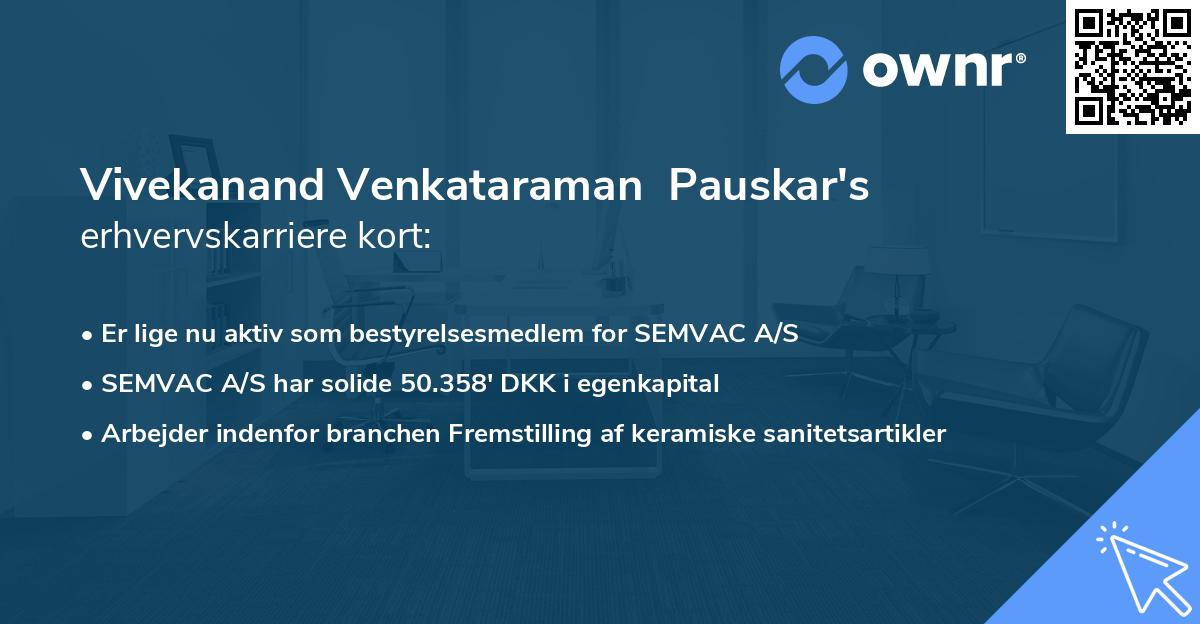 Vivekanand Venkataraman Pauskar's erhvervskarriere kort