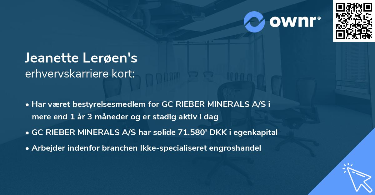 Jeanette Lerøen's erhvervskarriere kort