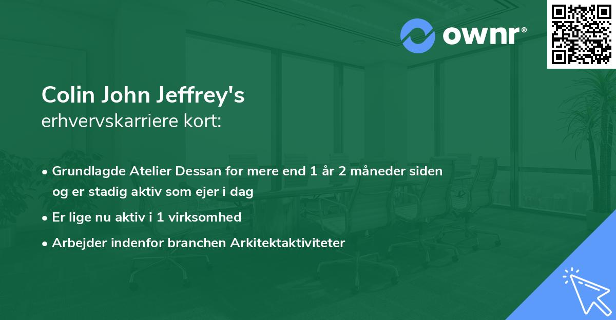 Colin John Jeffrey's erhvervskarriere kort