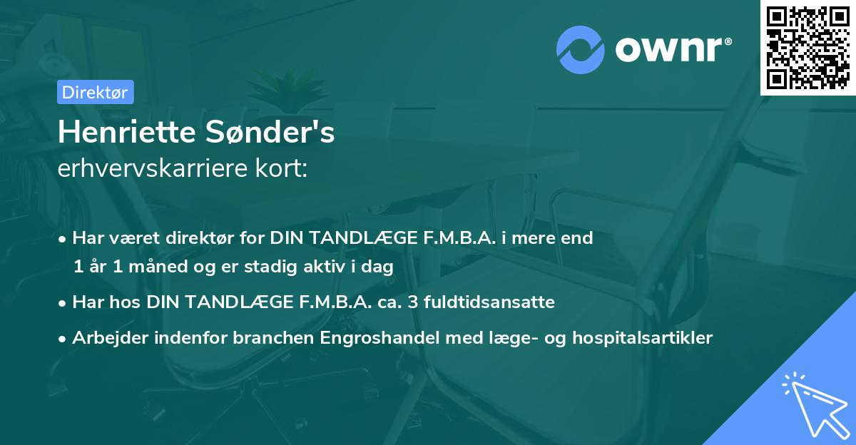Henriette Sønder's erhvervskarriere kort