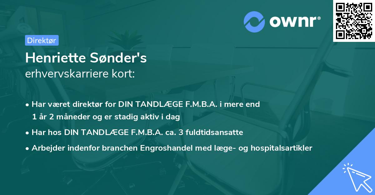 Henriette Sønder's erhvervskarriere kort