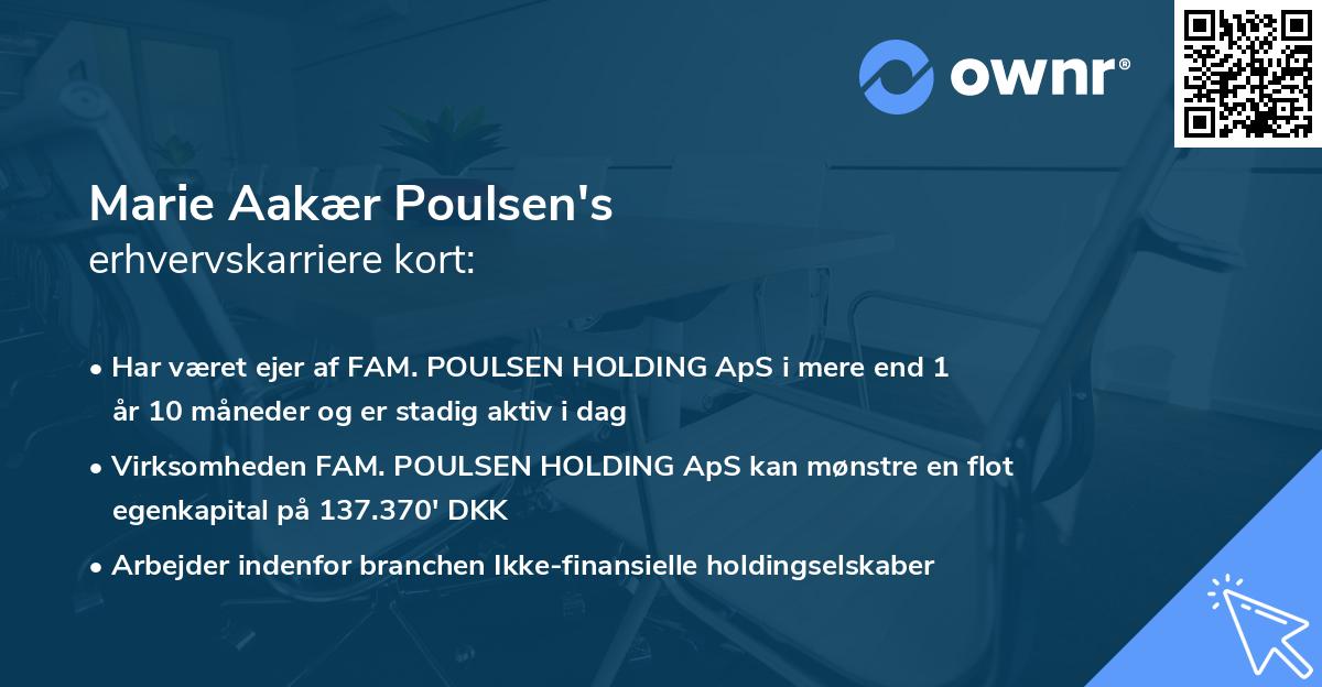 Marie Aakær Poulsen's erhvervskarriere kort
