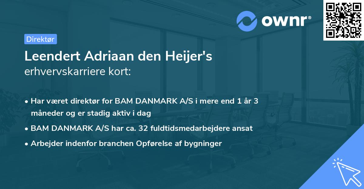 Leendert Adriaan den Heijer's erhvervskarriere kort