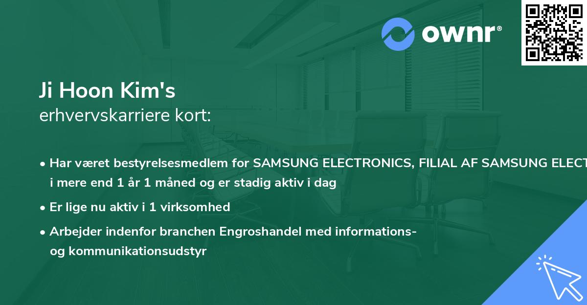 Ji Hoon Kim's erhvervskarriere kort