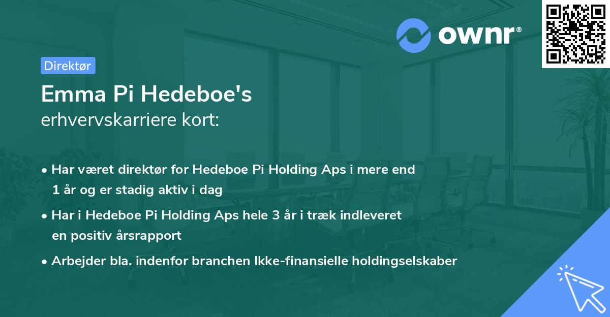Emma Pi Hedeboe's erhvervskarriere kort