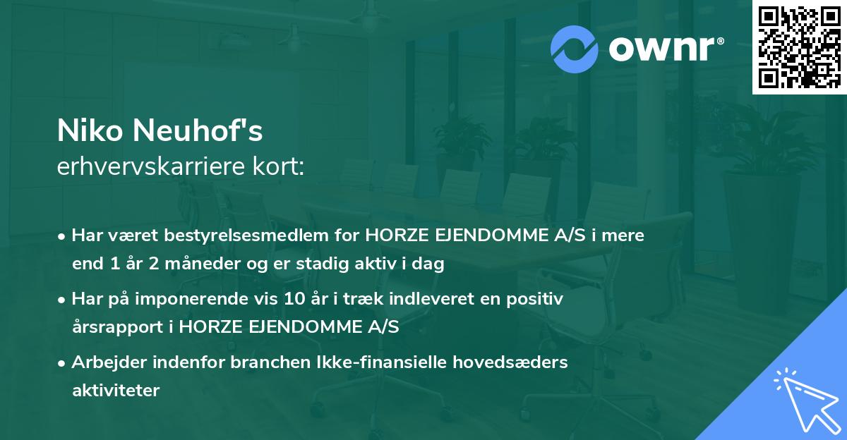 Niko Neuhof's erhvervskarriere kort