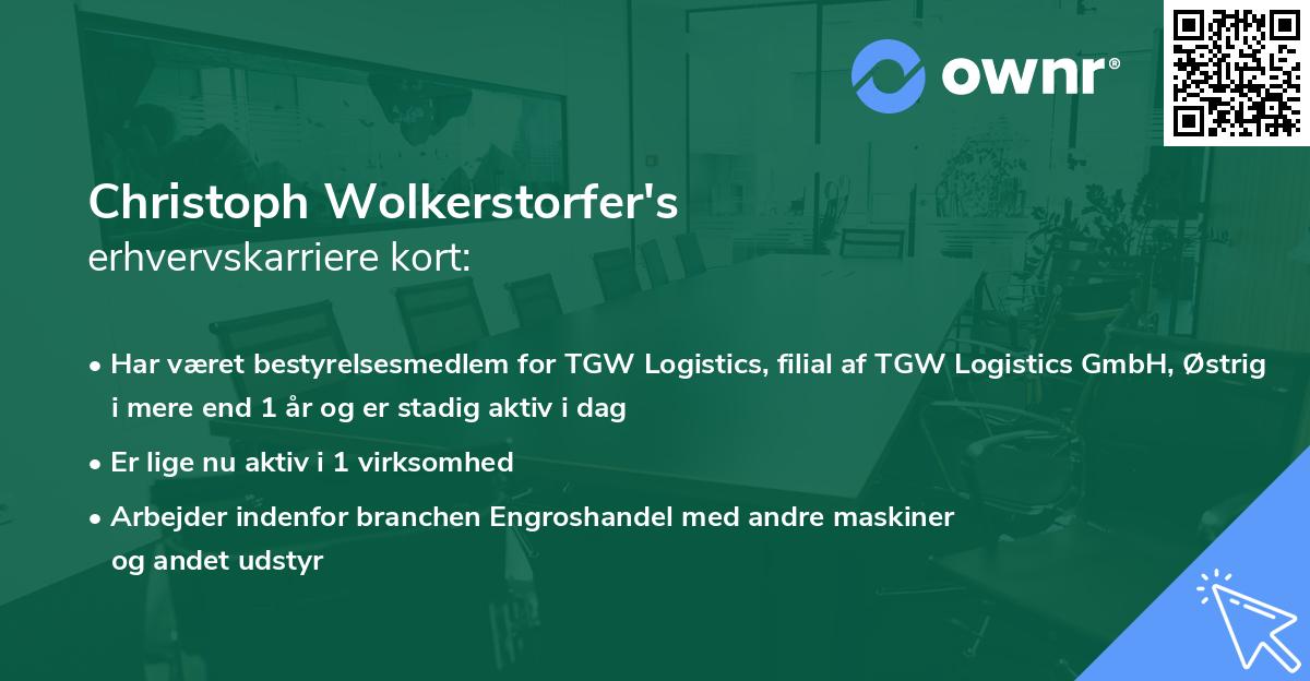 Christoph Wolkerstorfer's erhvervskarriere kort