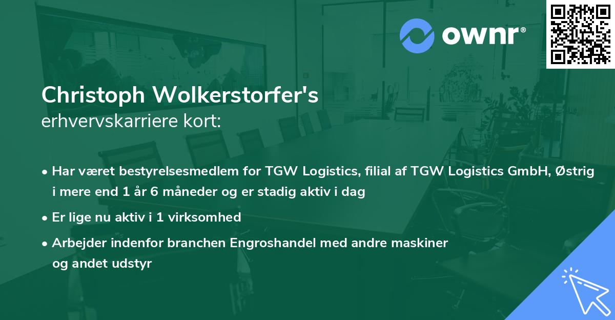 Christoph Wolkerstorfer's erhvervskarriere kort