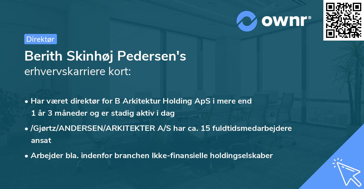 Berith Skinhøj Pedersen's erhvervskarriere kort