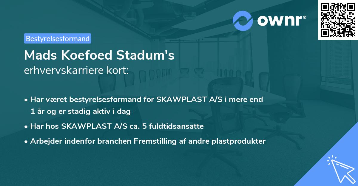 Mads Koefoed Stadum's erhvervskarriere kort