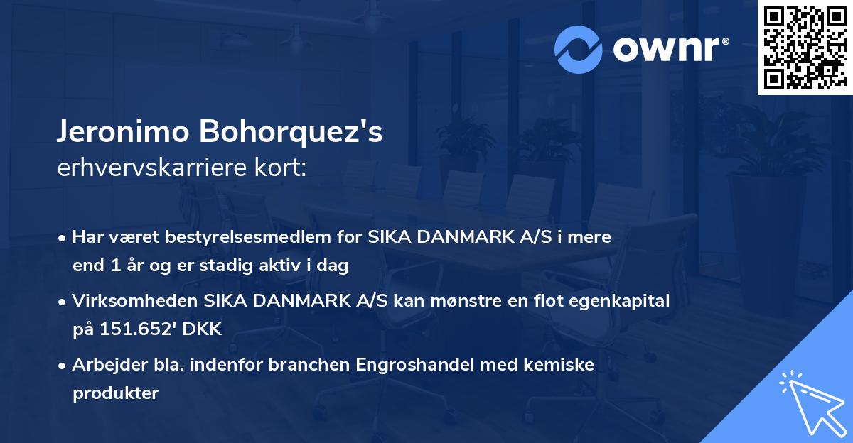 Jeronimo Bohorquez's erhvervskarriere kort