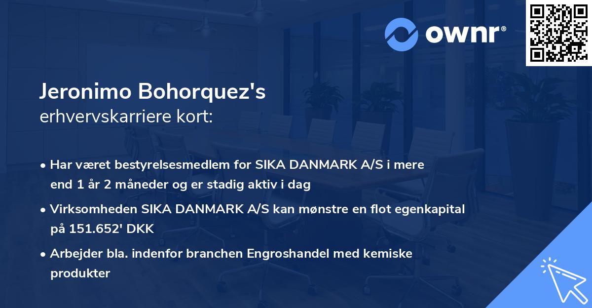 Jeronimo Bohorquez's erhvervskarriere kort