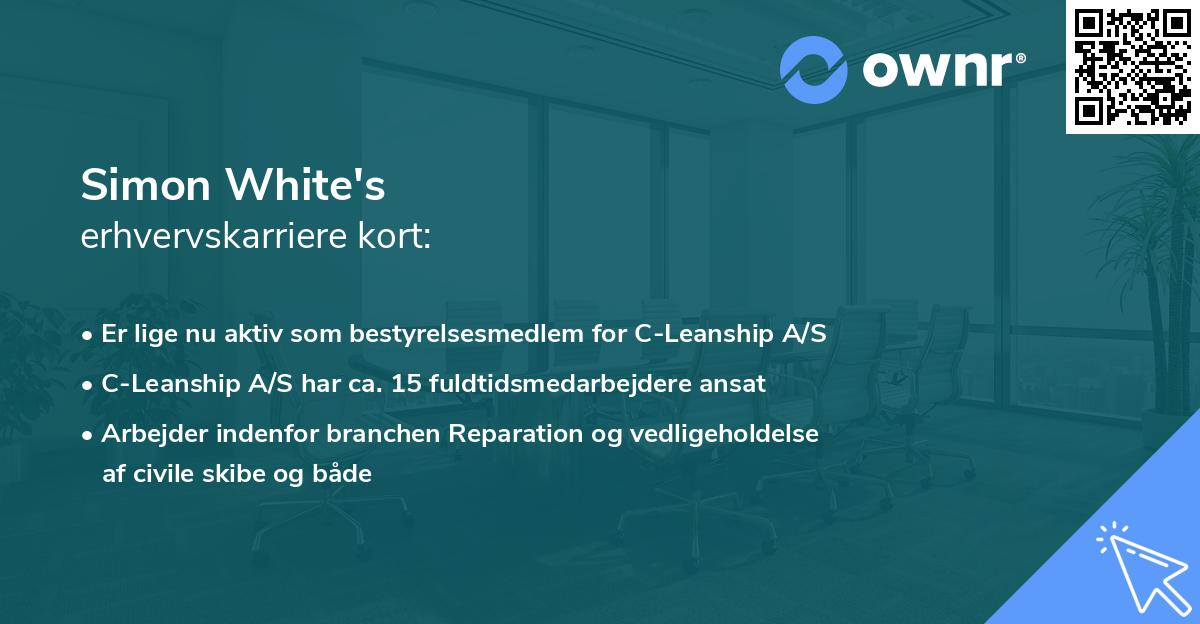 Simon White's erhvervskarriere kort