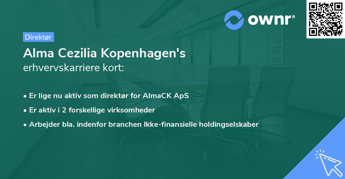 Alma Cezilia Kopenhagen's erhvervskarriere kort