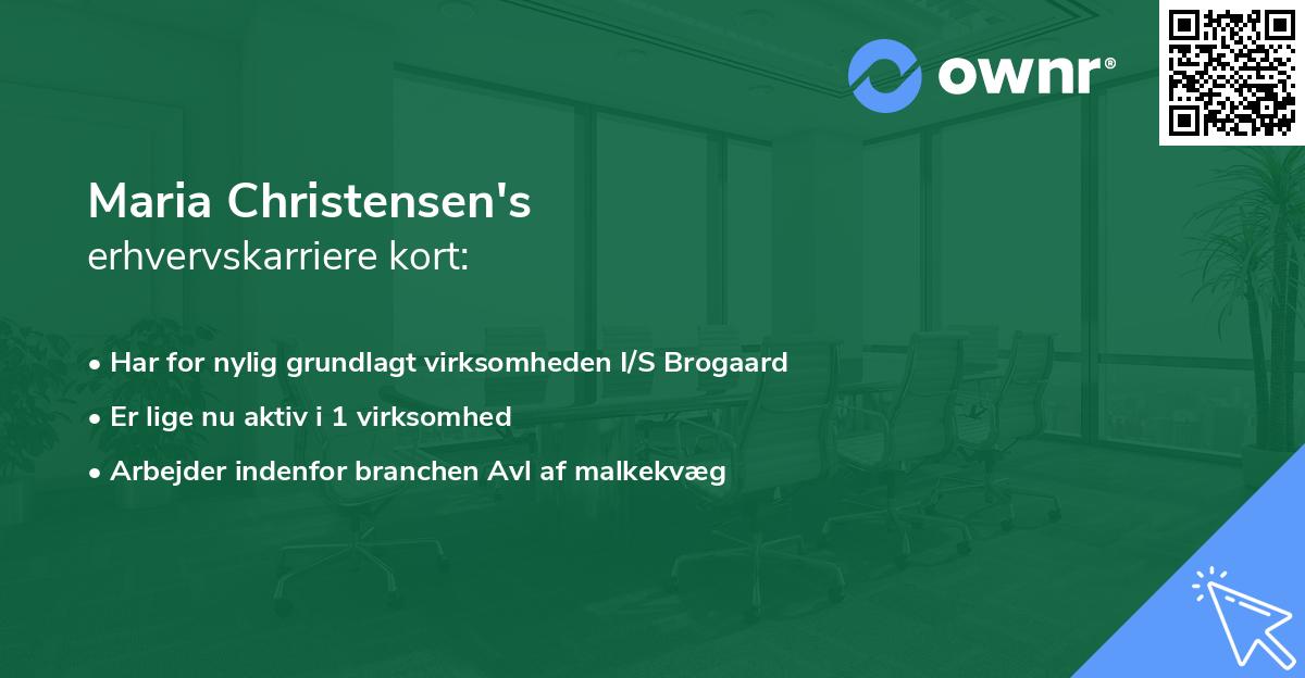 Maria Christensen's erhvervskarriere kort