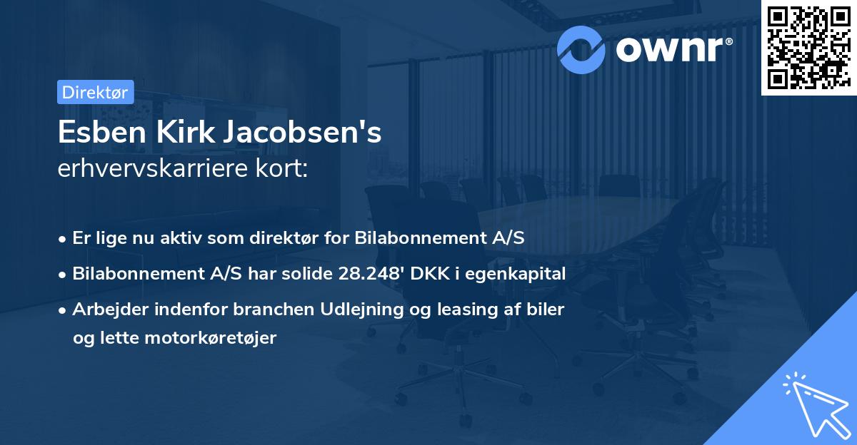 Esben Kirk Jacobsen's erhvervskarriere kort