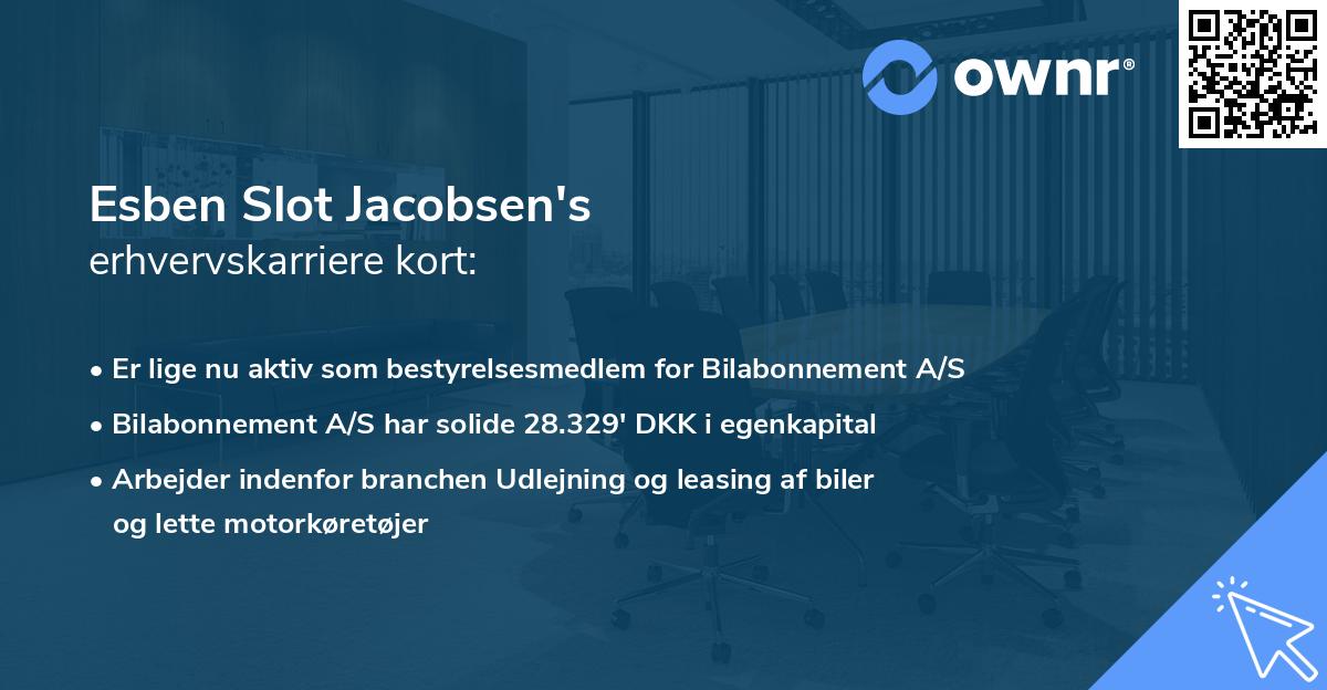 Esben Slot Jacobsen's erhvervskarriere kort