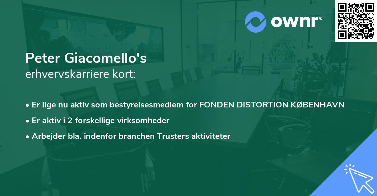 Peter Giacomello's erhvervskarriere kort