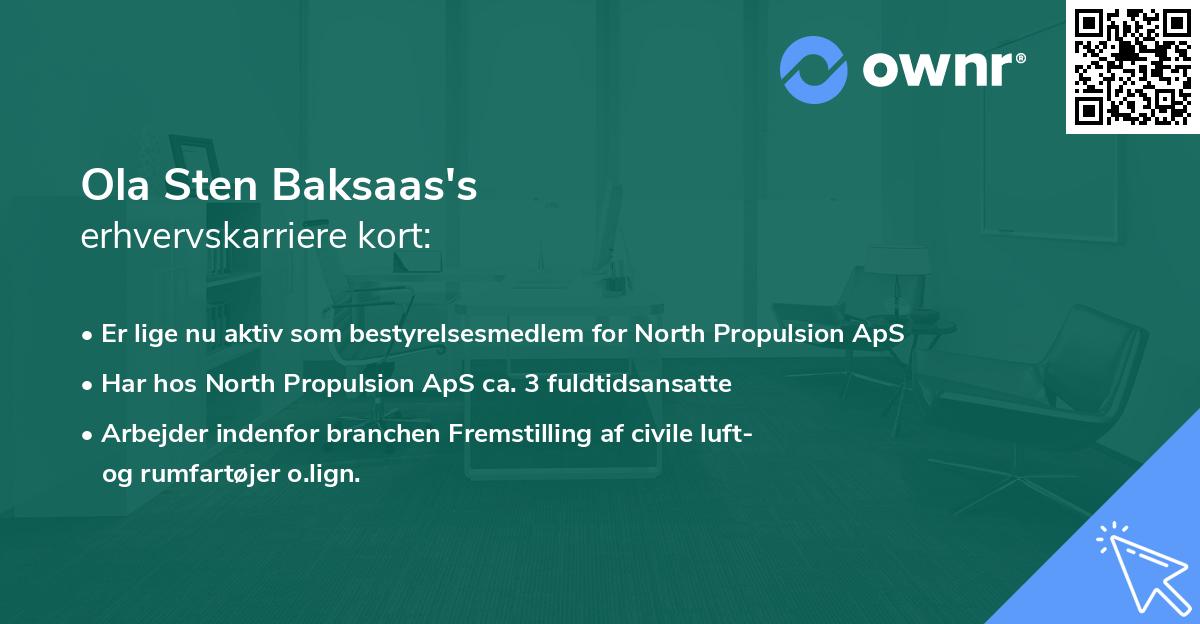 Ola Sten Baksaas's erhvervskarriere kort