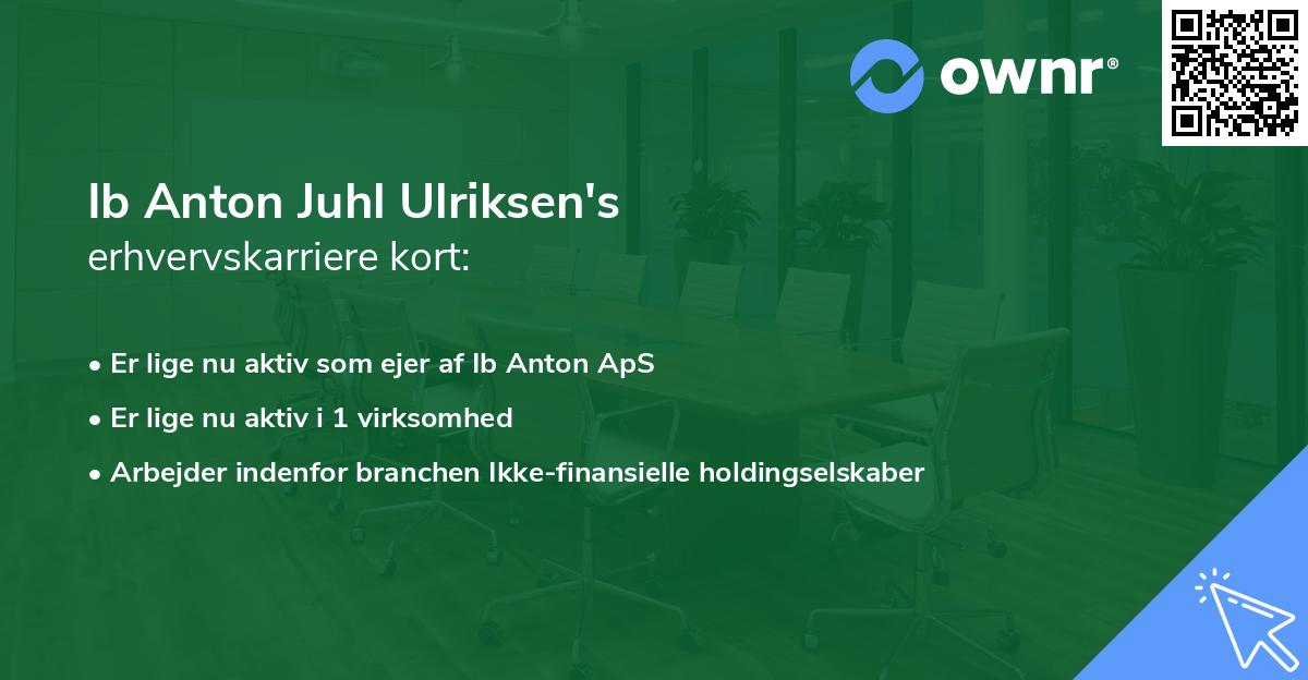 Ib Anton Juhl Ulriksen's erhvervskarriere kort