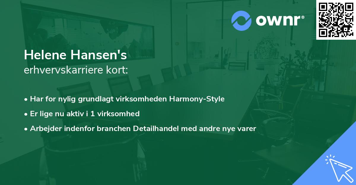 Helene Hansen's erhvervskarriere kort