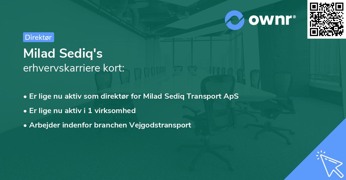 Milad Sediq's erhvervskarriere kort
