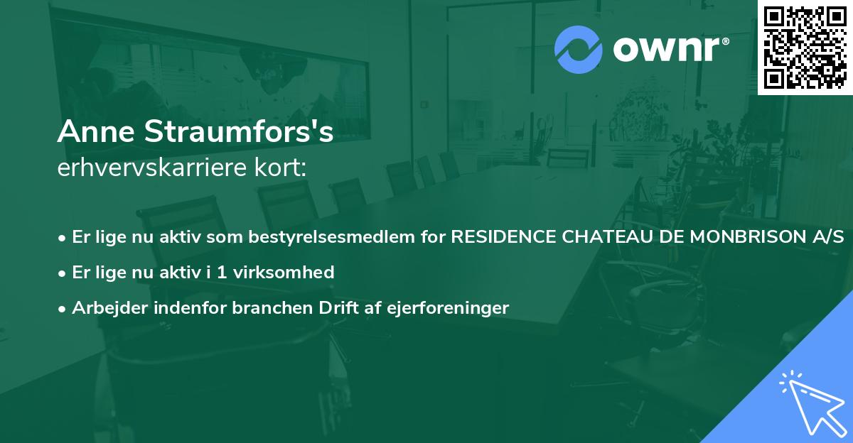 Anne Straumfors's erhvervskarriere kort