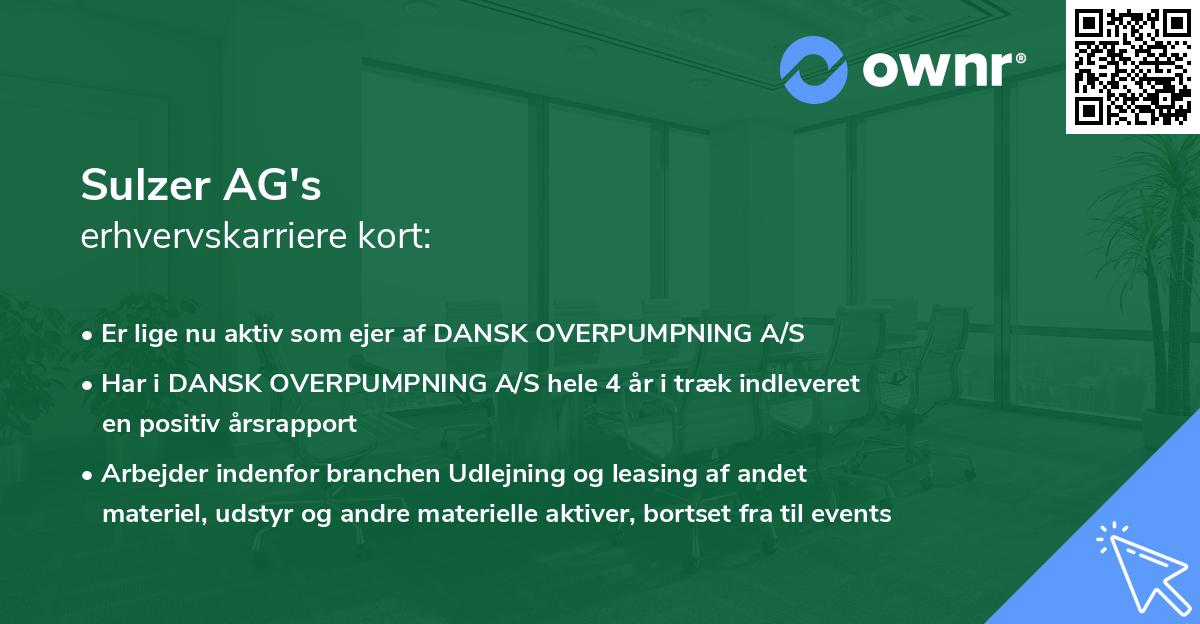 Sulzer AG's erhvervskarriere kort