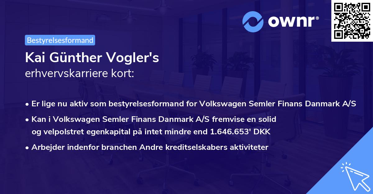 Kai Günther Vogler's erhvervskarriere kort