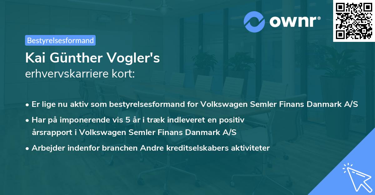 Kai Günther Vogler's erhvervskarriere kort