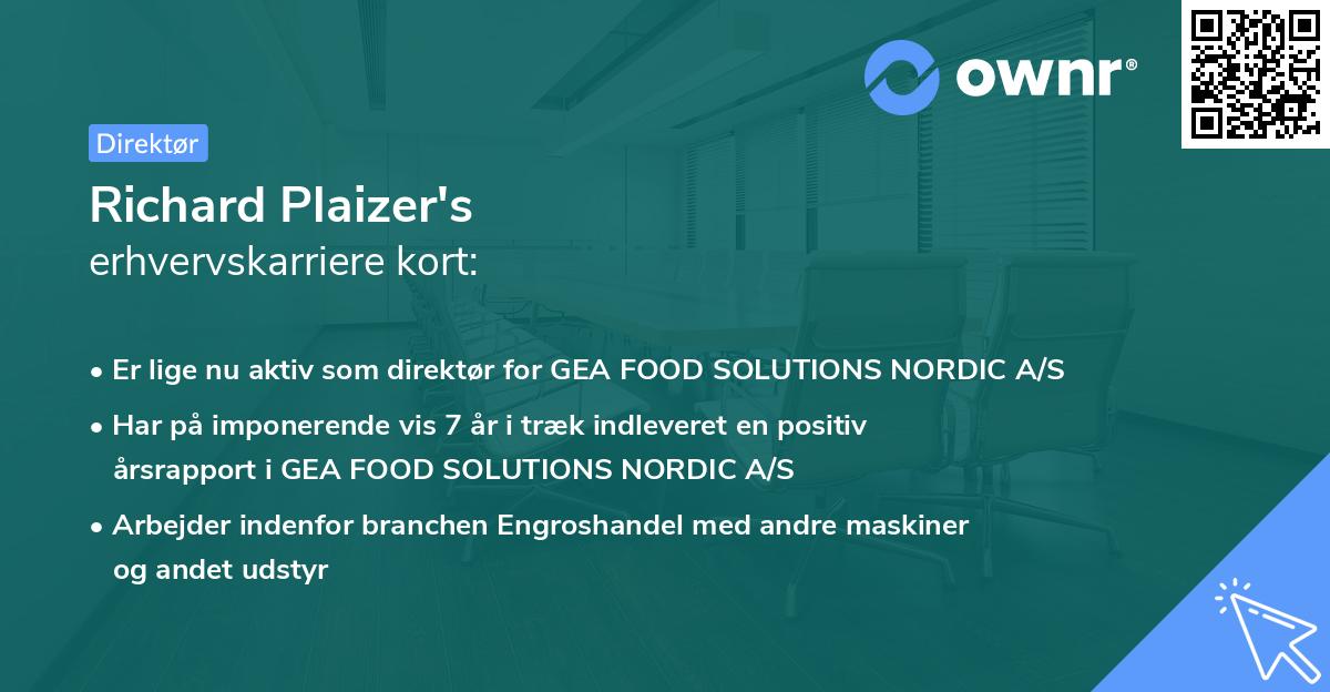 Richard Plaizer's erhvervskarriere kort