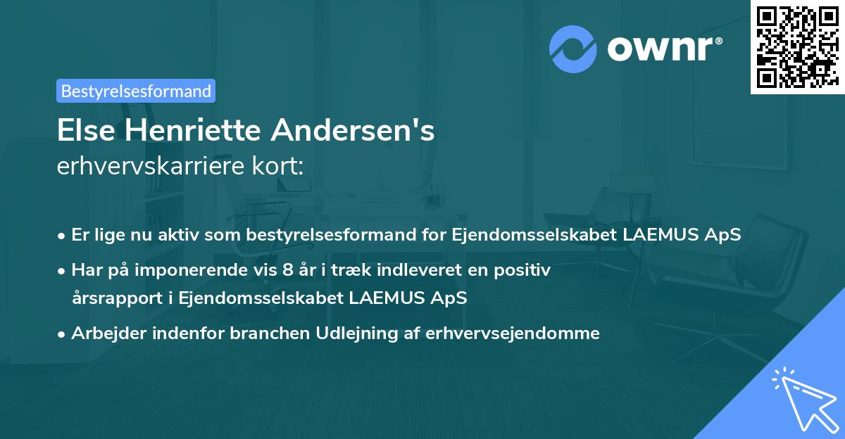 Else Henriette Andersen's erhvervskarriere kort